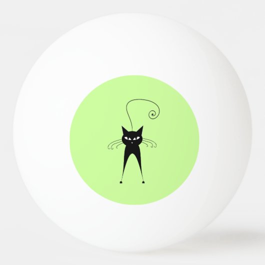 Whimsical Funny trendy black cat Pingpongbal (Voorkant)
