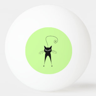 Whimsical Funny trendy black cat Pingpongbal