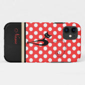 Whimsical Funny trendy black cat polka dots Case-Mate iPhone Case (Achterkant (horizontaal))