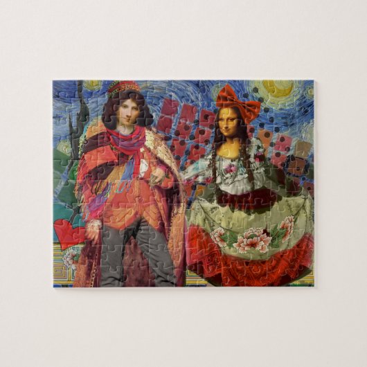 Whimsical Funny Vintage Wedding Couple Legpuzzel (Horizontaal)