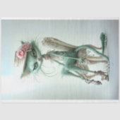 Whimsical Furry Sage Groene Kat Decoupage Tissuepapier (Voorkant)