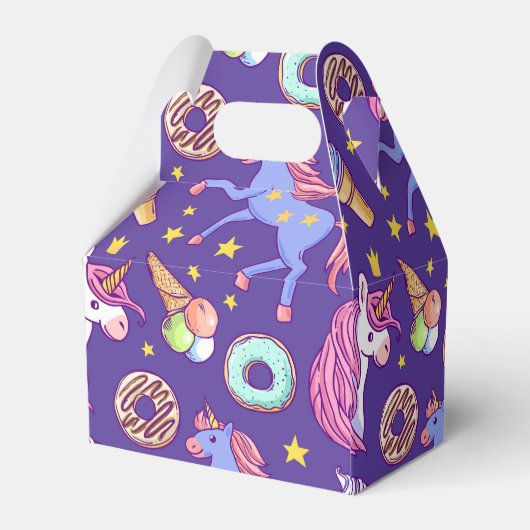 Whimsical fusie van eenhoorns, donuts, ijs bedankdoosjes (Achterkant)