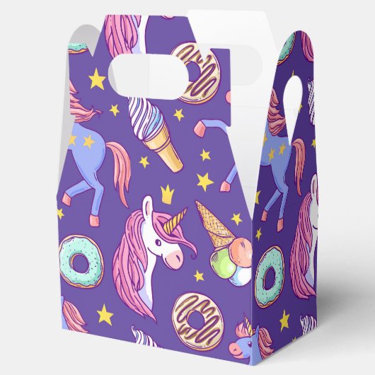 Whimsical fusie van eenhoorns, donuts, ijs bedankdoosjes (Geopend)