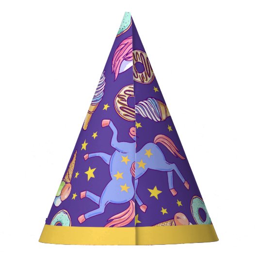 Whimsical fusie van eenhoorns, donuts, ijs feesthoedjes (Achterkant)