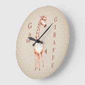 Whimsical G is voor GIRAFFE Polka Dots Grote Klok (Hoek)