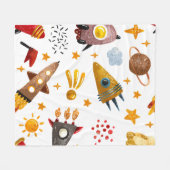 Whimsical Galaxy Rocket Space Pattern Baby Blanket Fleece Deken (Voorkant (Horizontaal))