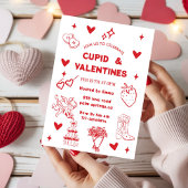 Whimsical Galentines Cupid & Galentine's  Party Kaart