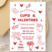 Whimsical Galentines Cupid & Galentine's  Party Kaart