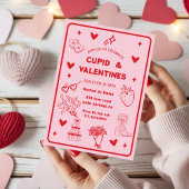 Whimsical Galentines Cupid & Galentine's  Party Kaart