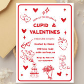 Whimsical Galentines Cupid & Galentine's  Party Kaart
