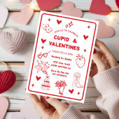 Whimsical Galentines Cupid & Galentine's  Party Kaart