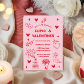 Whimsical Galentines Cupid & Galentine's  Party Kaart