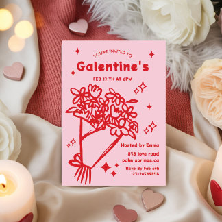 Whimsical Galentines Valentines girls Party Kaart