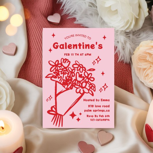 Whimsical Galentines Valentines girls Party Kaart