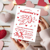 Whimsical Galentines Valentines girls  Party Kaart