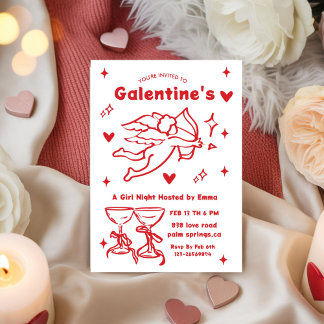 Whimsical Galentines Valentines girls Party Kaart