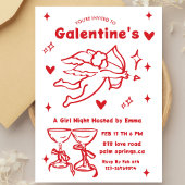 Whimsical Galentines Valentines girls  Party Kaart