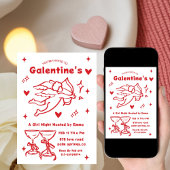 Whimsical Galentines Valentines girls  Party Kaart