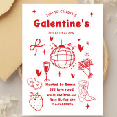 Whimsical Galentines Valentines girls  Party Kaart