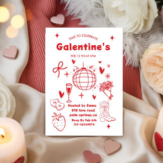 Whimsical Galentines Valentines girls Party Kaart