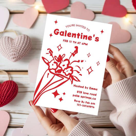 Whimsical Galentines Valentines girls  Party Kaart