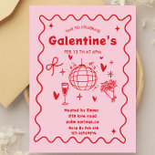 Whimsical Galentines Valentines girls  Party Kaart