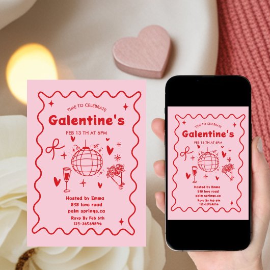 Whimsical Galentines Valentines girls  Party Kaart