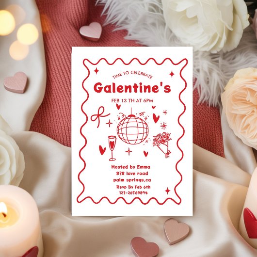 Whimsical Galentines Valentines girls  Party Kaart
