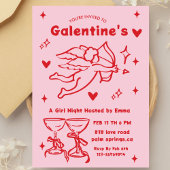Whimsical Galentines Valentines girls  Party Kaart