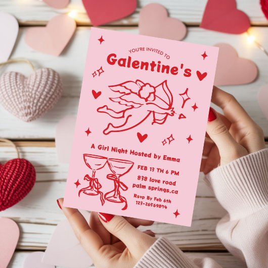 Whimsical Galentines Valentines girls  Party Kaart