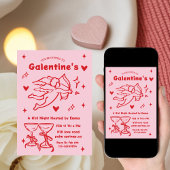 Whimsical Galentines Valentines girls  Party Kaart