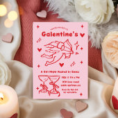 Whimsical Galentines Valentines girls  Party Kaart