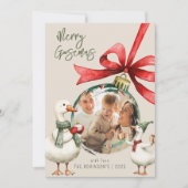 Whimsical Gans Kerstmis Feestdagenkaart (Voorkant)