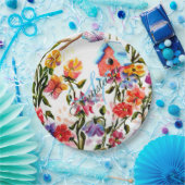 WHIMSICAL GARDEN BIRD HOUSE MONOGRAM PARTIJ PAPIEREN BORDJE (Feest)