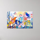 Whimsical Garden Birds and Blooms Canvas Afdruk (Voorkant)