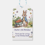 Whimsical Garden Bunny Boy Verjaardag Basgunst Cadeaulabel (Voorkant)