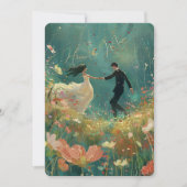 Whimsical Garden Dance - Blauwgroen en koraal brui Kaart (Voorkant)