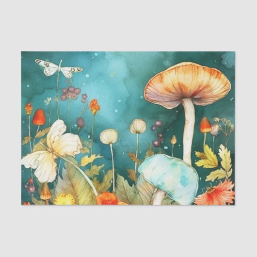 Whimsical Garden Delight Mushroom, en Dragonfly Tissuepapier (Voorkant)