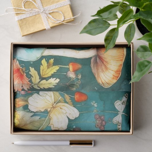 Whimsical Garden Delight Mushroom, en Dragonfly Tissuepapier (Geschenk)