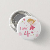 Whimsical Garden Fairy Birthday Age Badge Button (Voorkant /achterkant)