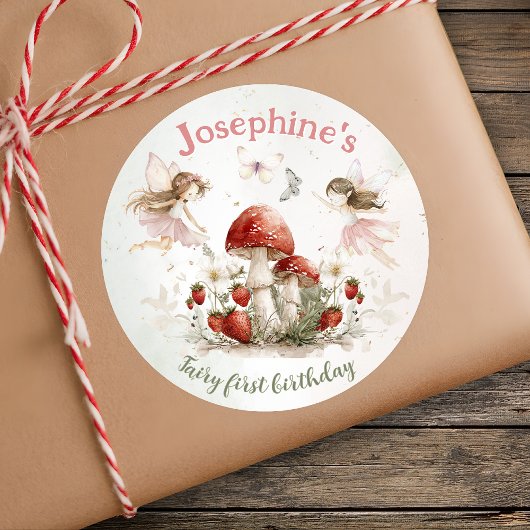 whimsical garden fairy first birthday girl ronde sticker