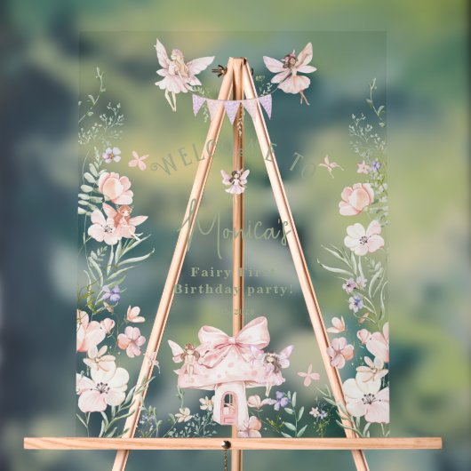Whimsical garden Fairy First Birthday Welcome Acryl Bord (Neutraal)