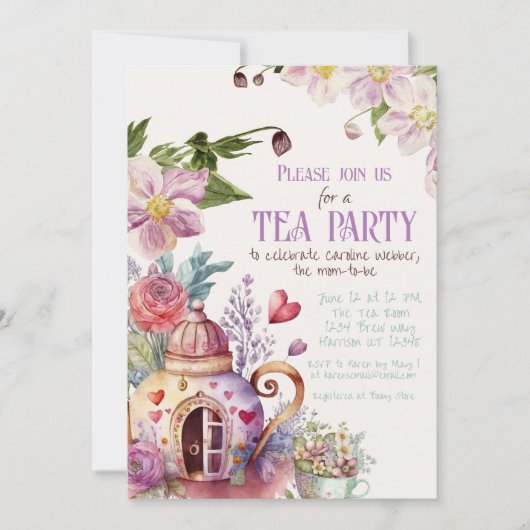 Whimsical Garden Fairytale Tea Party Douche Kaart (Voorkant)