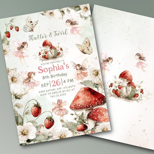 whimsical garden flutter and twirl fairy birthday kaart