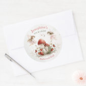 whimsical garden flutter and twirl fairy birthday  ronde sticker (Envelop)