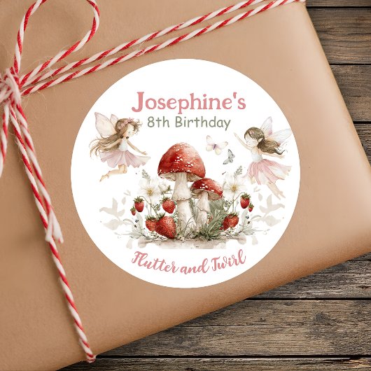 whimsical garden flutter and twirl fairy birthday  ronde sticker