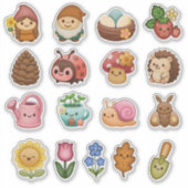 Whimsical Garden Friends Custom-Cut Vinyl Sticker (Voorkant)