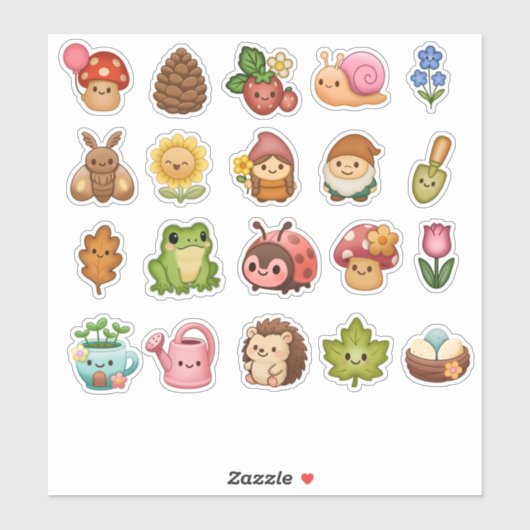 Whimsical Garden Friends Sticker Sheet (Vel)
