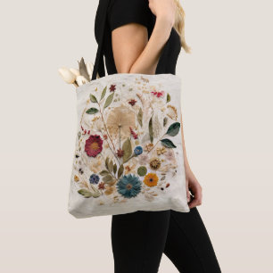 Whimsical Garden Geperste Bloemen Boheemse Tote Bag