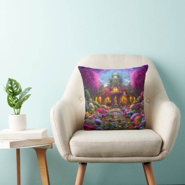 Whimsical Garden gevuld met bloemen Kussen (Stoel)